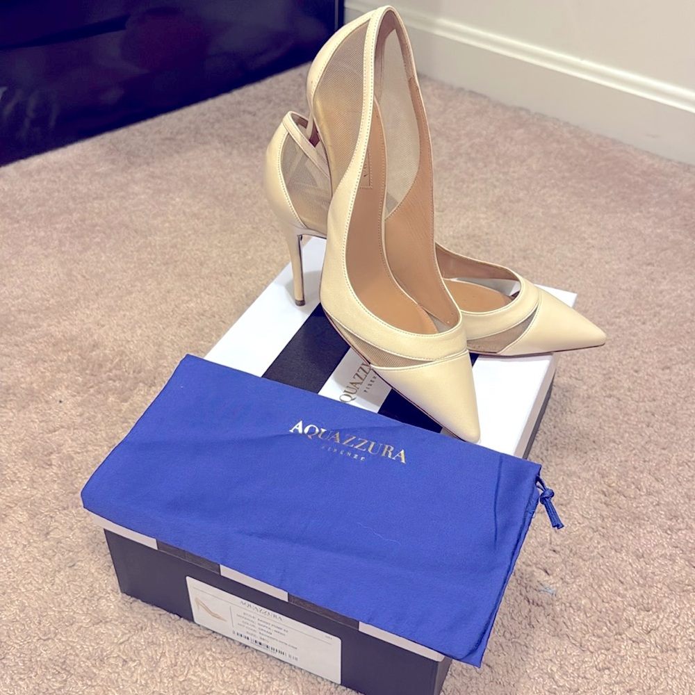 Aquazzura cream colored pumps size 36.5 heel height 85 mm